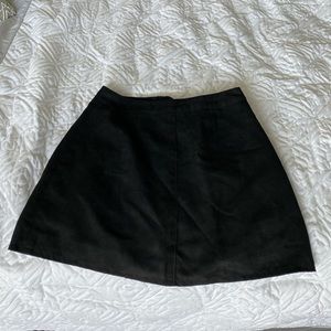 H&M Black Suede Skirt with Gold back Zipper detail